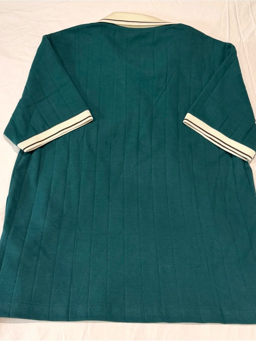 ASOS Teal Polo Short Sleeve Sweater with White Contrast Trim - Size M
